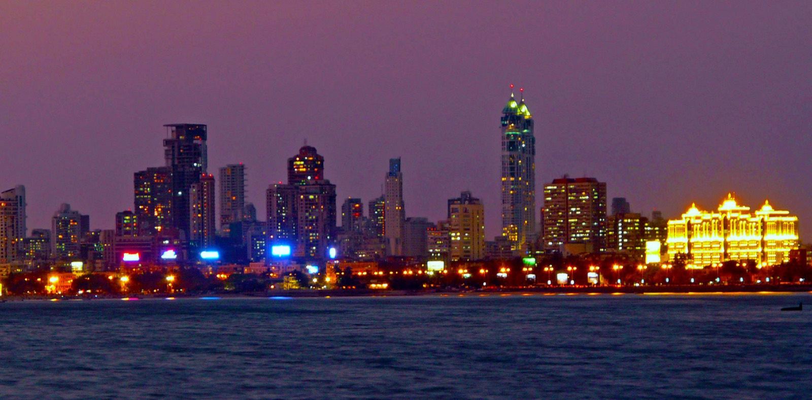 Mumbai skyline at dusk, seen between flights