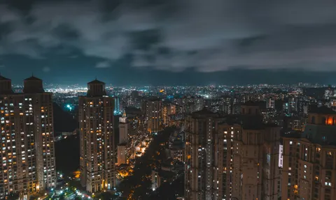 Mumbai’s skyline illuminated at night
